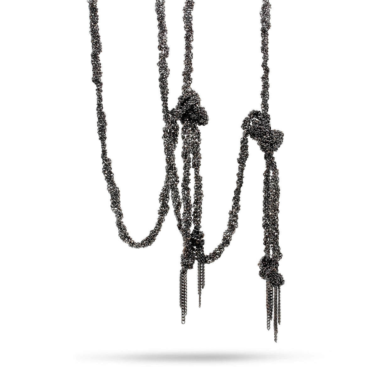 Sterling Silver Black Double Twist Necklace DESIGNYARD