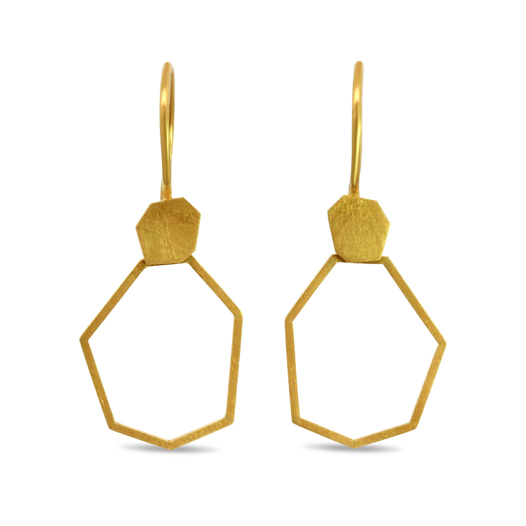 louise oneill 18k yellow gold seven frame drop earrings designyard contemporary jewellery gallery dublin ireland