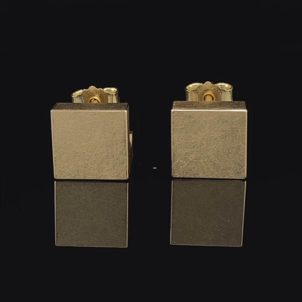 Cardillac - 14k Yellow Gold Cubed Earrings - DESIGNYARD, Dublin Ireland.