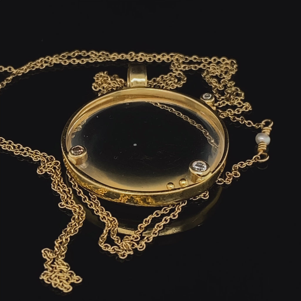 Josephine Bergsøe - 18k 22k Yellow Gold Bonoculo Diamond Necklace - DESIGNYARD, Dublin Ireland.