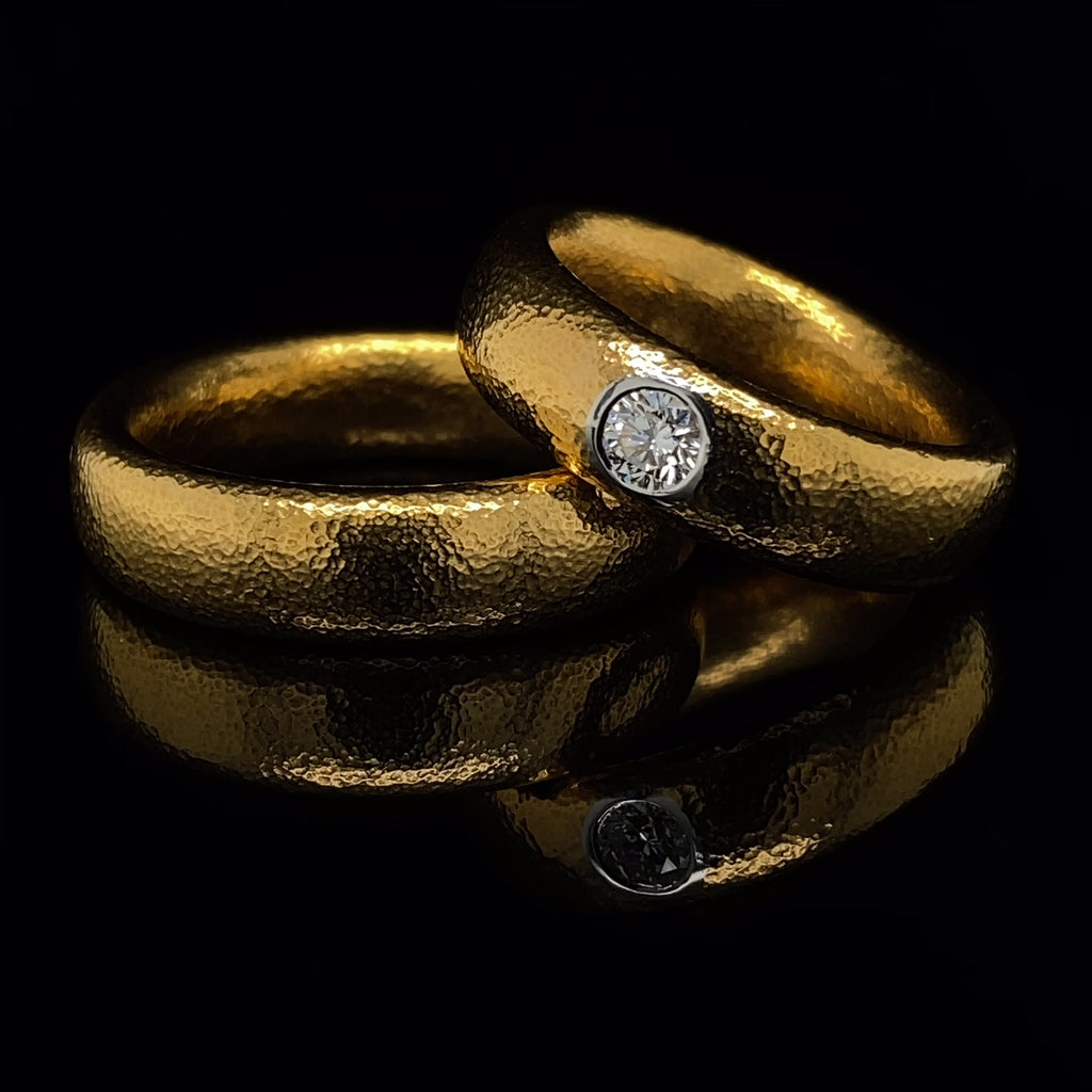 Henrich &amp; Denzel - 24k Yellow Gold Platinum Fonte 6mm Diamond Ring - DESIGNYARD, Dublin Ireland.