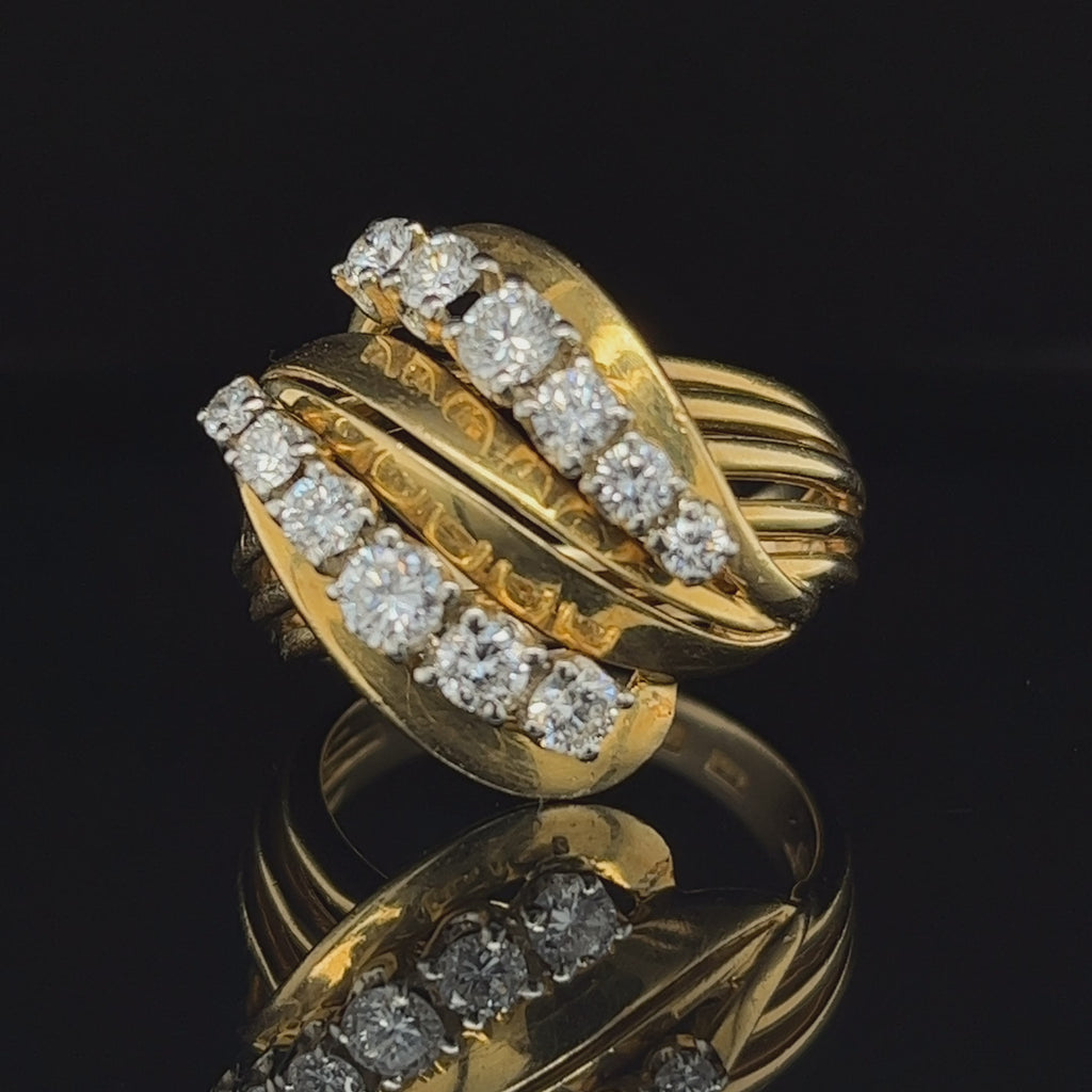 DesignYard - 18k Yellow Gold Retro Diamond Ring - DESIGNYARD, Dublin Ireland.