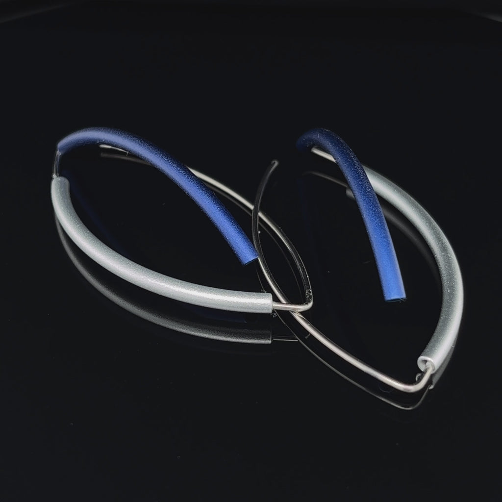 Ursula Muller - Blue Silver Aluminium Hoop Earrings - DESIGNYARD, Dublin Ireland.