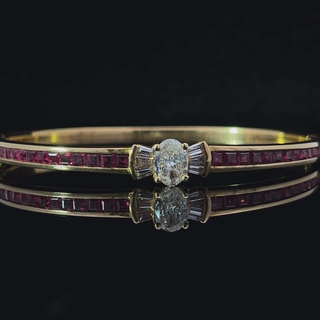 18k yellow gold ruby diamond bangle designyard vintage curated jewellery collection dublin ireland