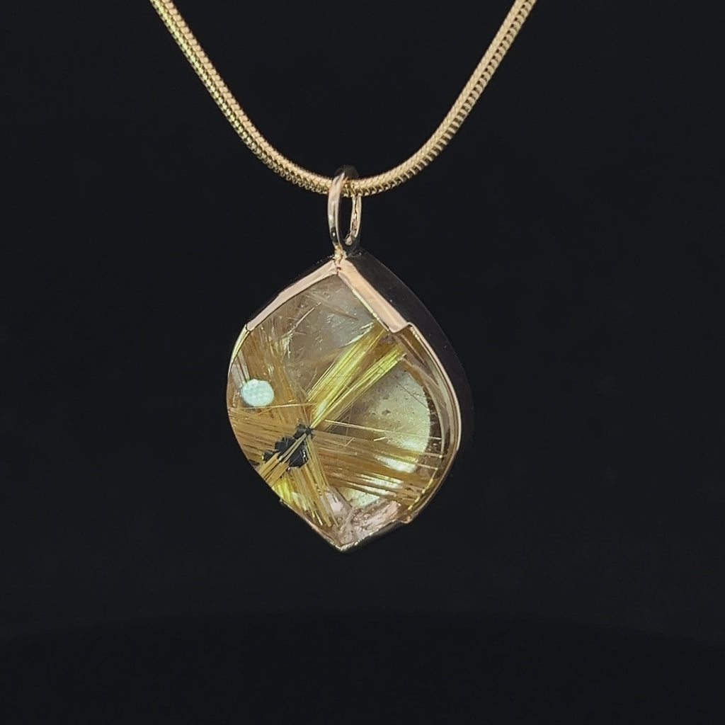 stephanie robinson 14k yellow gold star rutile quartz pendant designyard contemporary jewellery gallery dublin ireland