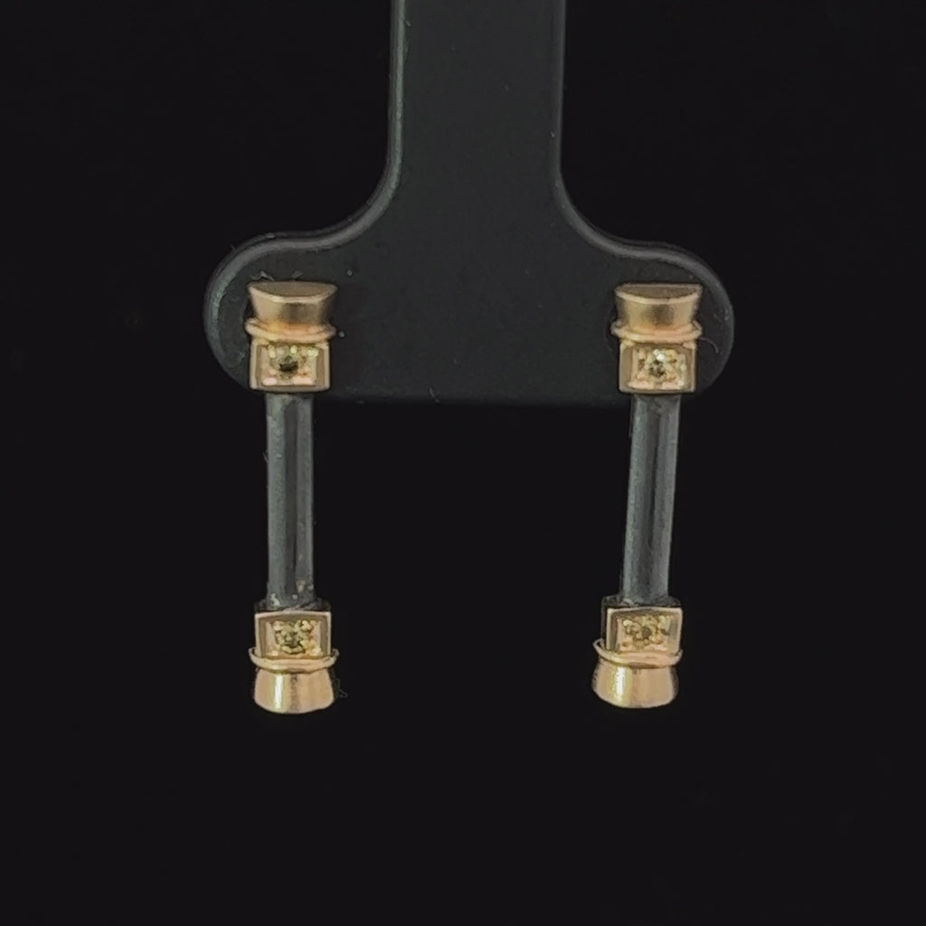 Síne Vasquez - 14k Yellow Gold Oxi Diamond Pillar Earrings - DESIGNYARD, Dublin Ireland.