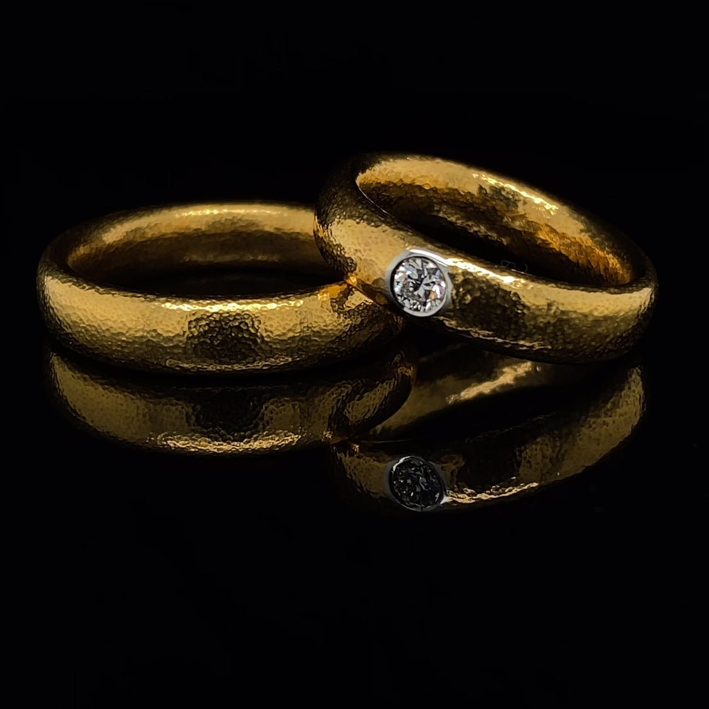 Henrich &amp; Denzel - 24k Yellow Gold Platinum Fonte 5mm Diamond Ring - DESIGNYARD, Dublin Ireland.