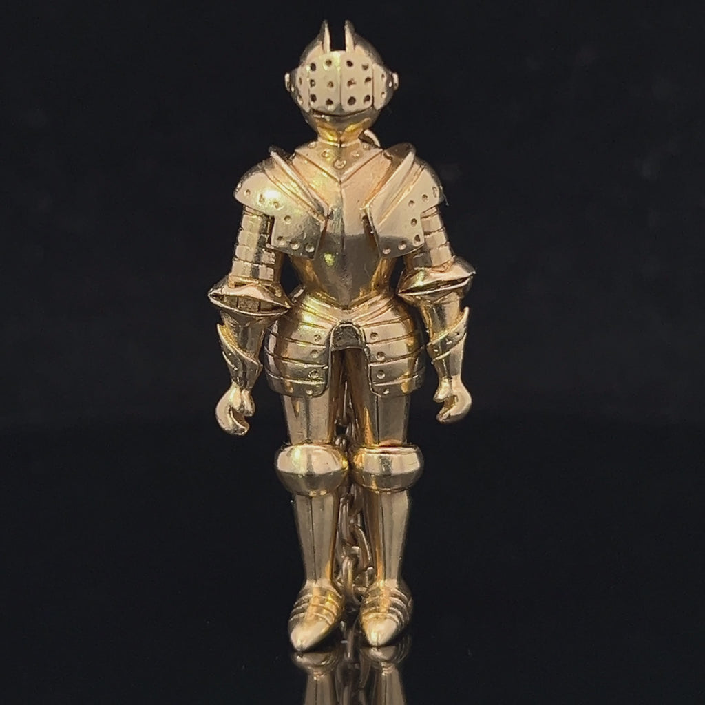 18k yellow gold articulated knight fob keyring designyard antique jewellery collection dublin ireland