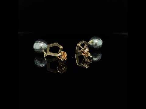 Atelier Luz - 14k Yellow Gold G*Metriq Faceted Pearl Earrings - DESIGNYARD, Dublin Ireland