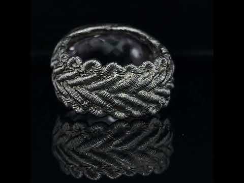 Brigitte Adolph - Sterling Silver Black Rhodium Amethyst Diamond Undine Ring - DESIGNYARD, Dublin Ireland
