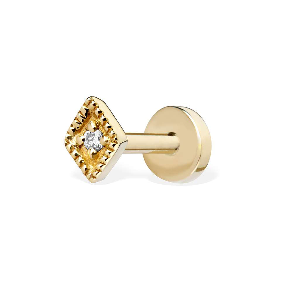 DesignYard - 18k Yellow Gold Diamond Labret Stud Earring - DESIGNYARD, Dublin Ireland.