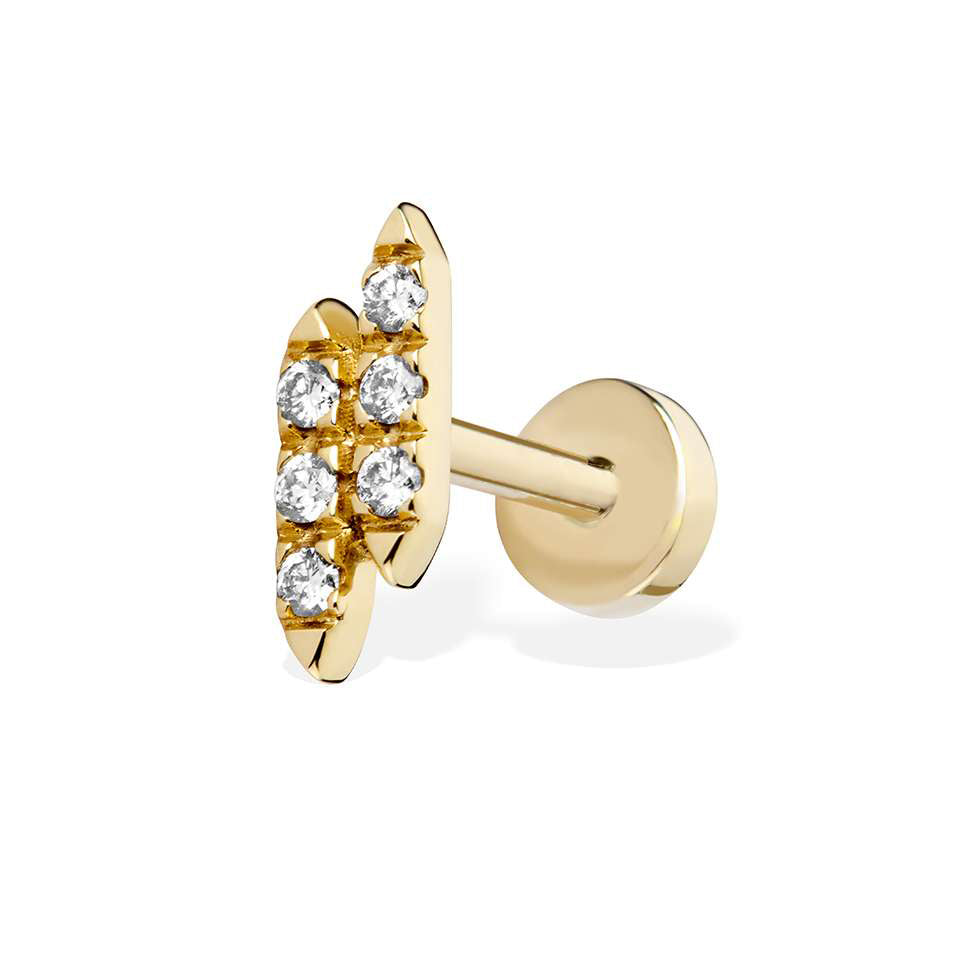 DesignYard - 18k Yellow Gold Pave Diamond Labret Stud Earring - DESIGNYARD, Dublin Ireland.