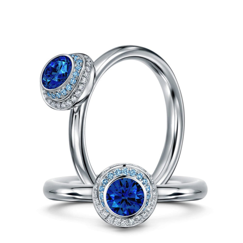 Andrew Geoghegan - Platinum Blue Sapphire Diamond Clair De Lune Ring - DESIGNYARD, Dublin Ireland.