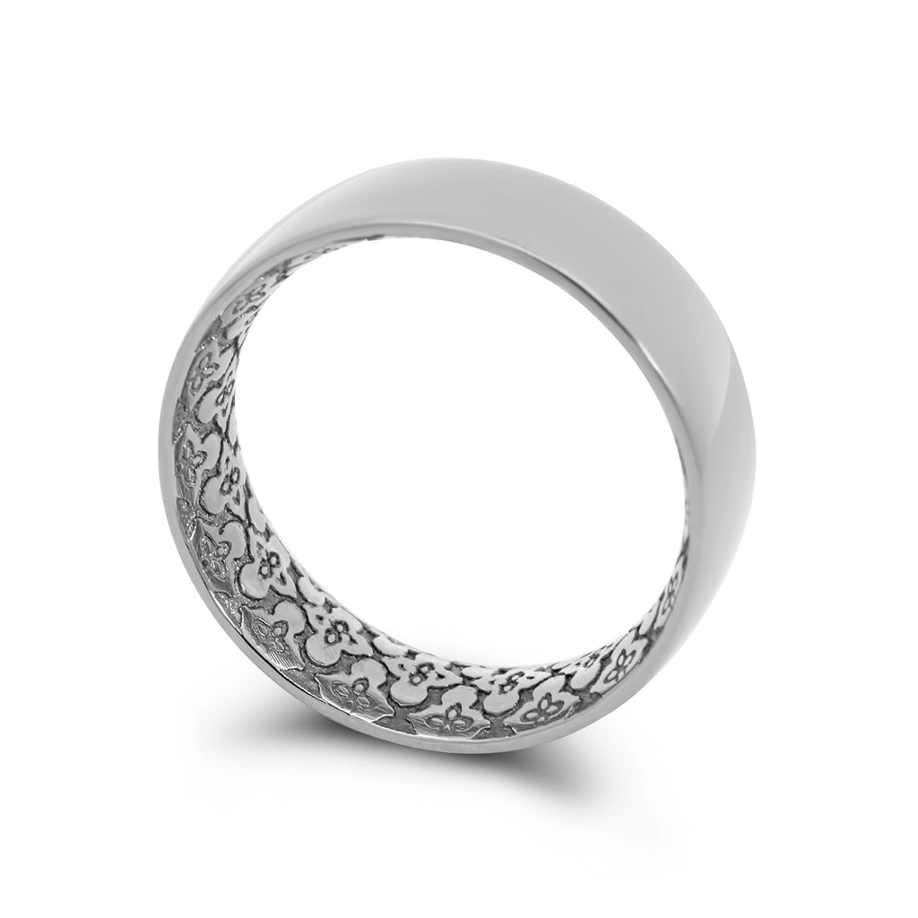 Da Capo - Titanium Wide Engraved Wedding Ring - DESIGNYARD, Dublin Ireland.