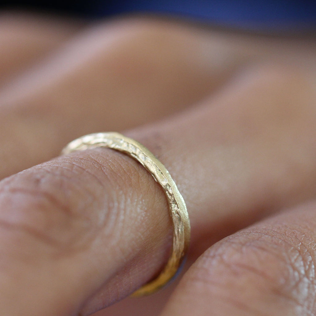 Diana Porter - 18k Fairtrade Yellow Gold Etched Wedding Ring - DESIGNYARD, Dublin Ireland.