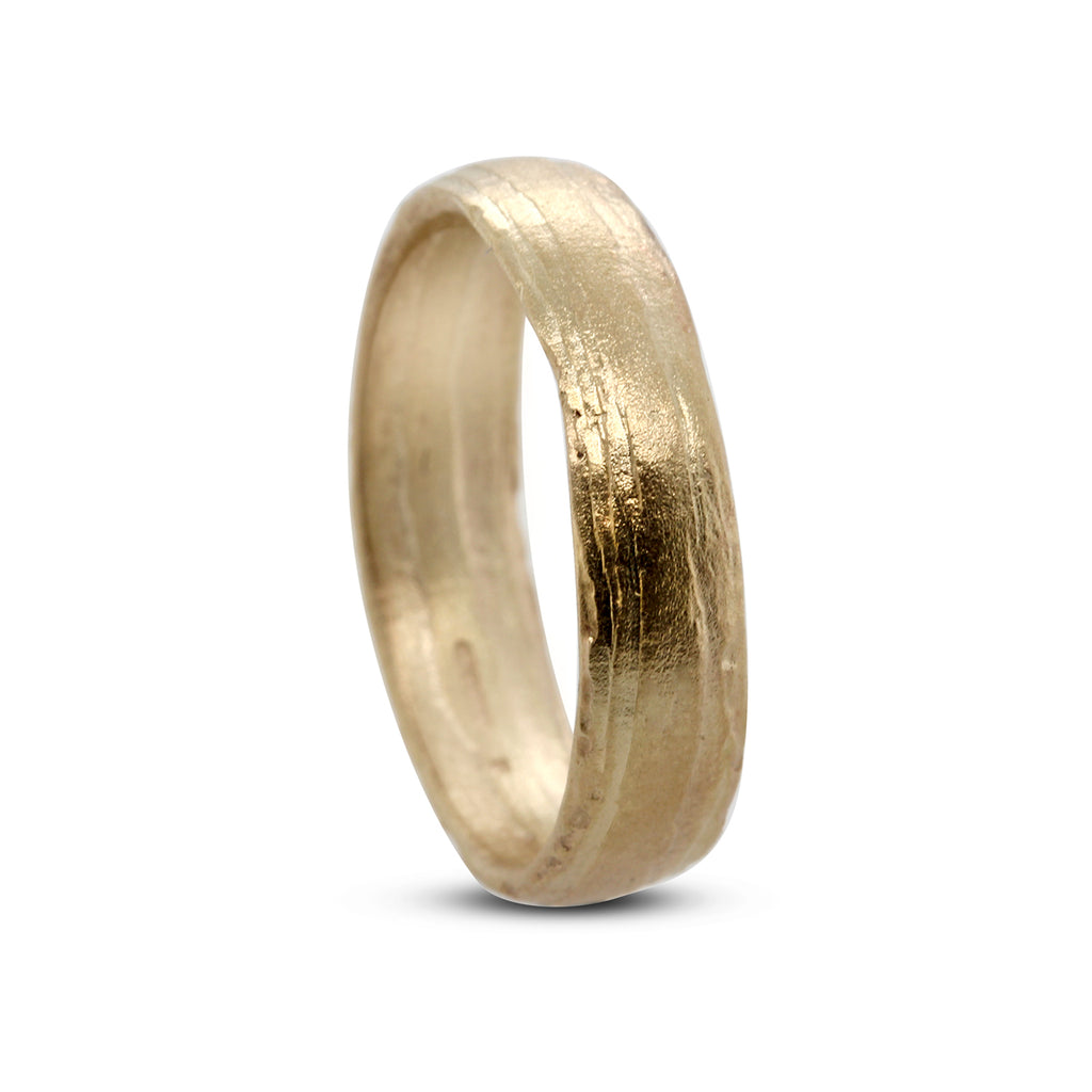 Diana Porter - 9k Fairtrade Yellow Gold Textured Wedding Ring - DESIGNYARD, Dublin Ireland.