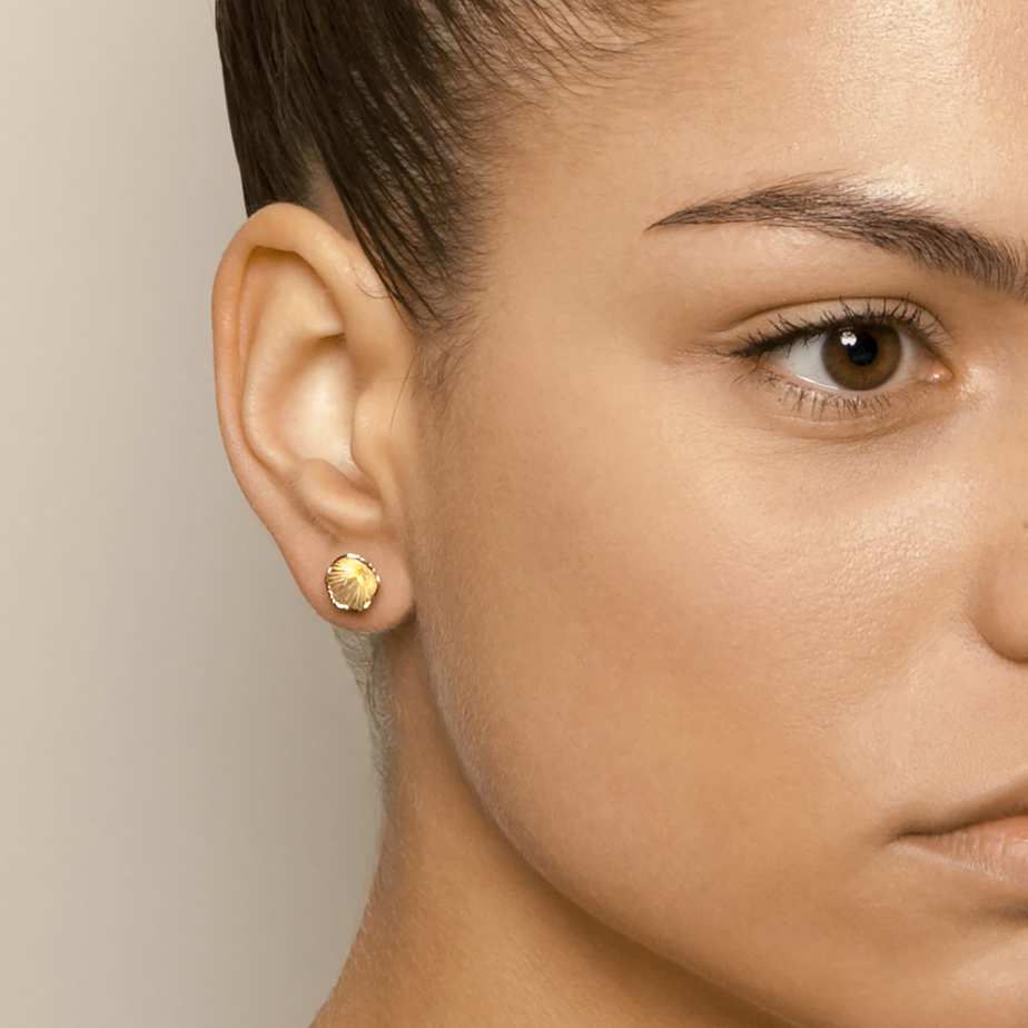 Martina Hamilton - 9k Yellow Gold Shell Cone Stud Earrings - DESIGNYARD, Dublin Ireland.