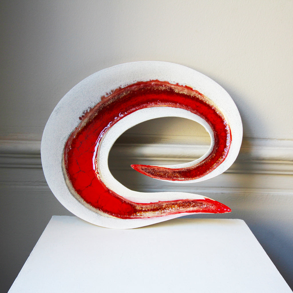 Michele Hannan - Ceramic Red Swirl Wall Hanging - DESIGNYARD, Dublin Ireland.