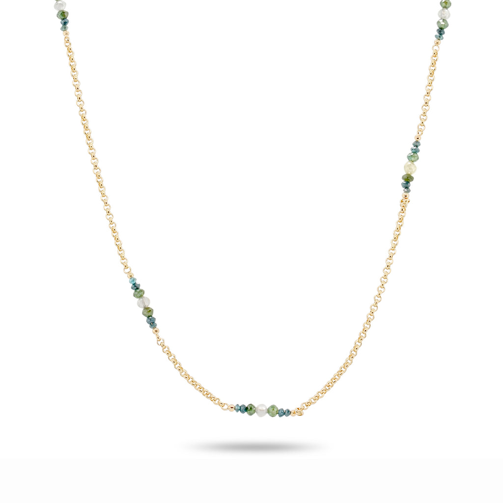 Myriam Oude Vrielink - 14k Yellow Gold Faceted Mint Green Diamond Necklace - DESIGNYARD, Dublin Ireland.