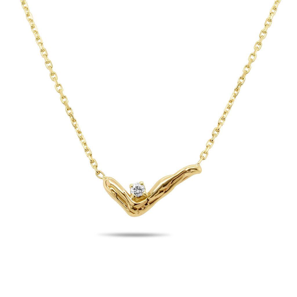Neeltje Huddleston Slater - 14k Yellow Gold Diamond Branch Necklace - DESIGNYARD, Dublin Ireland.