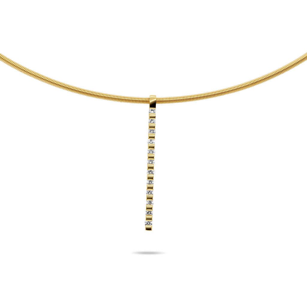 Niessing - 18k Yellow Gold Linear Diamond Necklace - DESIGNYARD, Dublin Ireland.