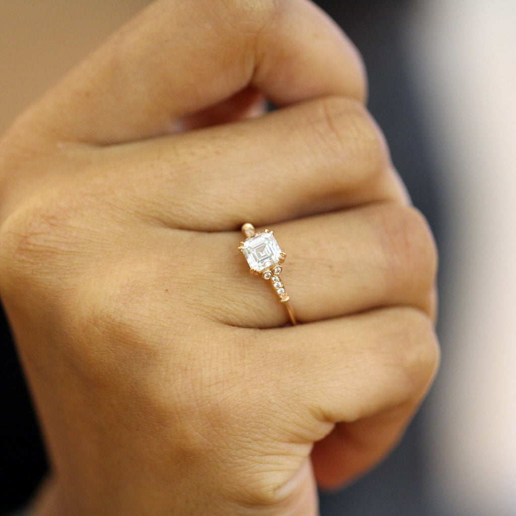 Ronan Campbell - 18k Rose Gold Asscher Edvvardiani Diamond Engagement Ring - DESIGNYARD, Dublin Ireland.
