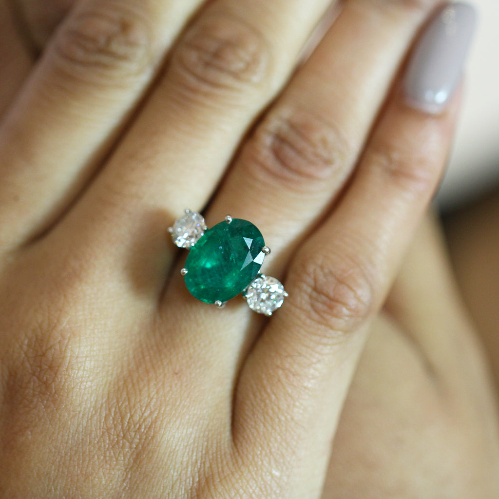 Ronan Campbell - Platinum Infigo Trilogia Emerald Diamond Engagement Ring - DESIGNYARD, Dublin Ireland.