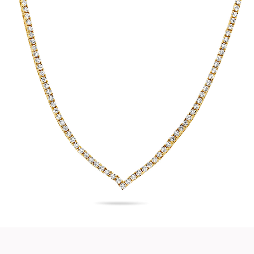 Ronan Campbell - 18k Yellow Gold Linea V Diamond Necklace - DESIGNYARD, Dublin Ireland.