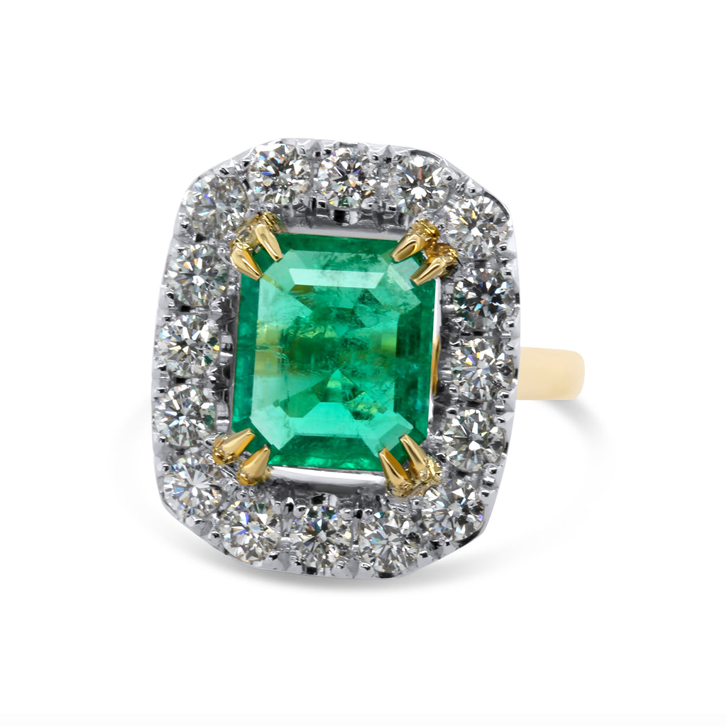 Ronan Campbell - Platinum 18k Yellow Gold Colombian Emerald Diamond Ring - DESIGNYARD, Dublin Ireland.