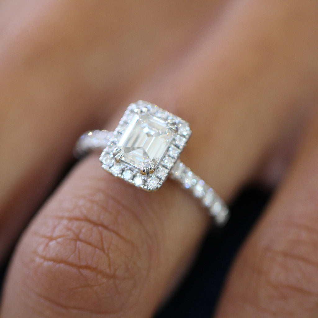 Ronan Campbell - 18k White Gold Emerald Cut Aureola Diamond Ring - DESIGNYARD, Dublin Ireland.