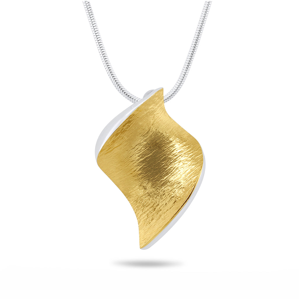 Seamus Gill - 22k Yellow Gold Plated Silver Flowing Curves Large Necklace - DESIGNYARD, Dublin Ireland.