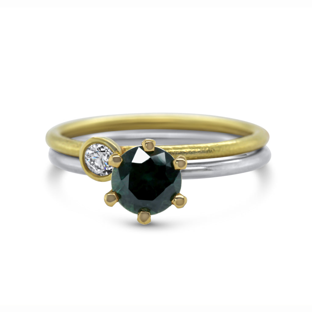 Shimara Carlow - 18k Yellow White Gold Sapphire Diamond Ring - DESIGNYARD, Dublin Ireland.