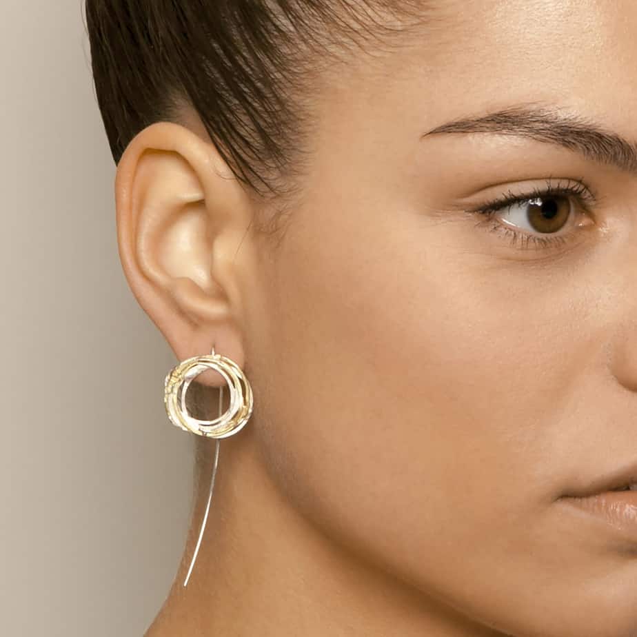 Shimara Carlow - Sterling Silver 18k Yellow Gold Hook Earrings - DESIGNYARD, Dublin Ireland.