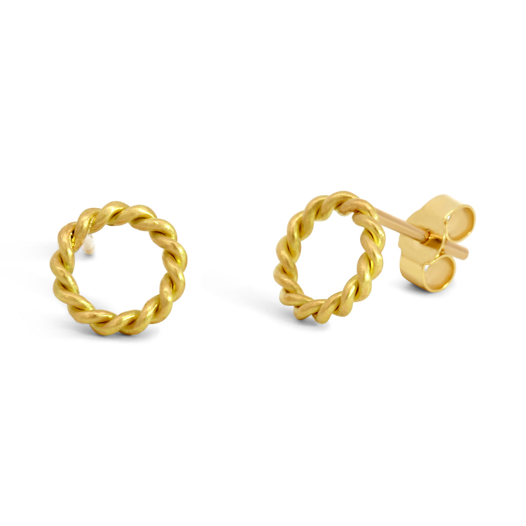 Shimell And Madden - 18k Yellow Gold Two Strand Rope Circle Earrings - DESIGNYARD, Dublin Ireland.