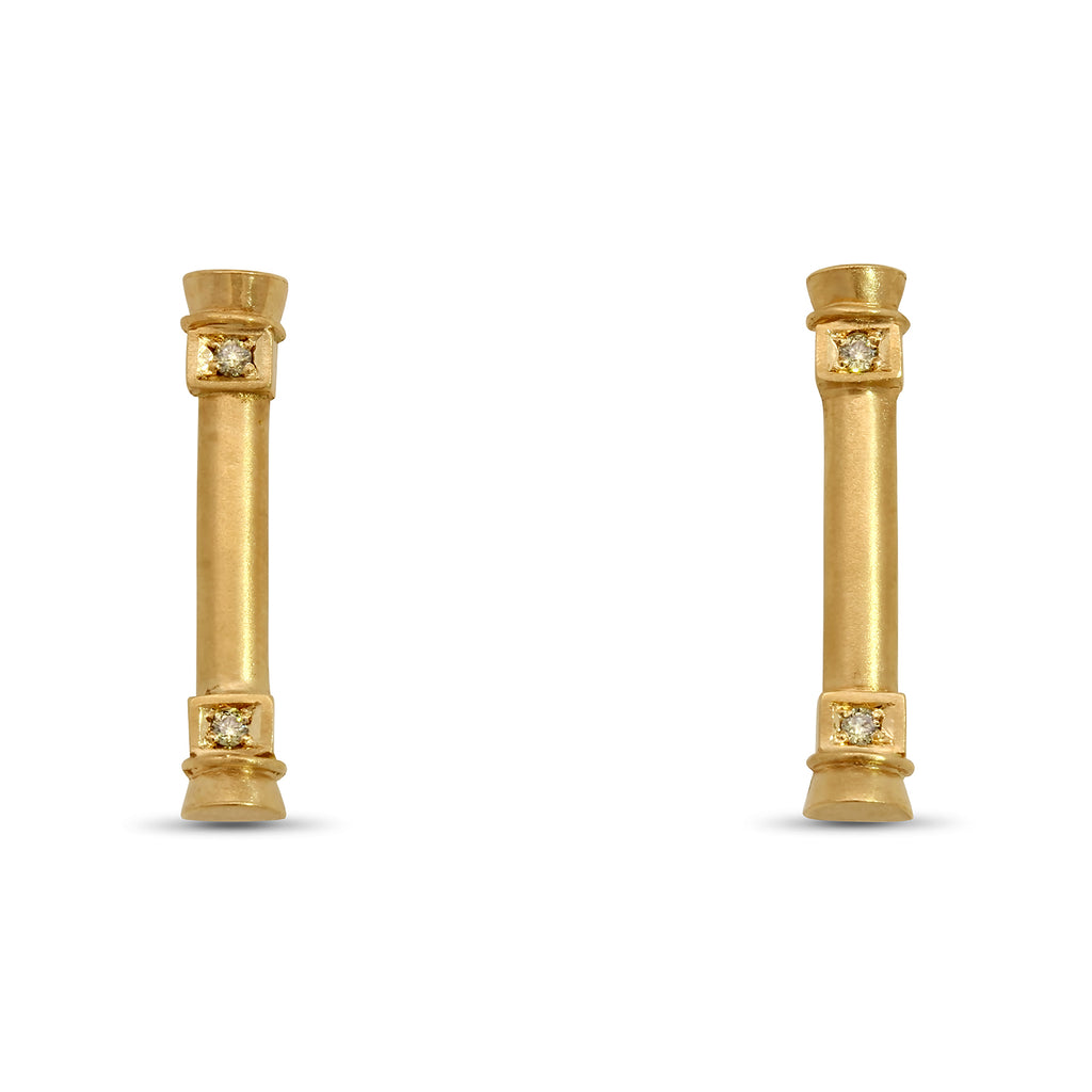 Síne Vasquez - 14k Yellow Gold Diamond Pillar Earrings - DESIGNYARD, Dublin Ireland.