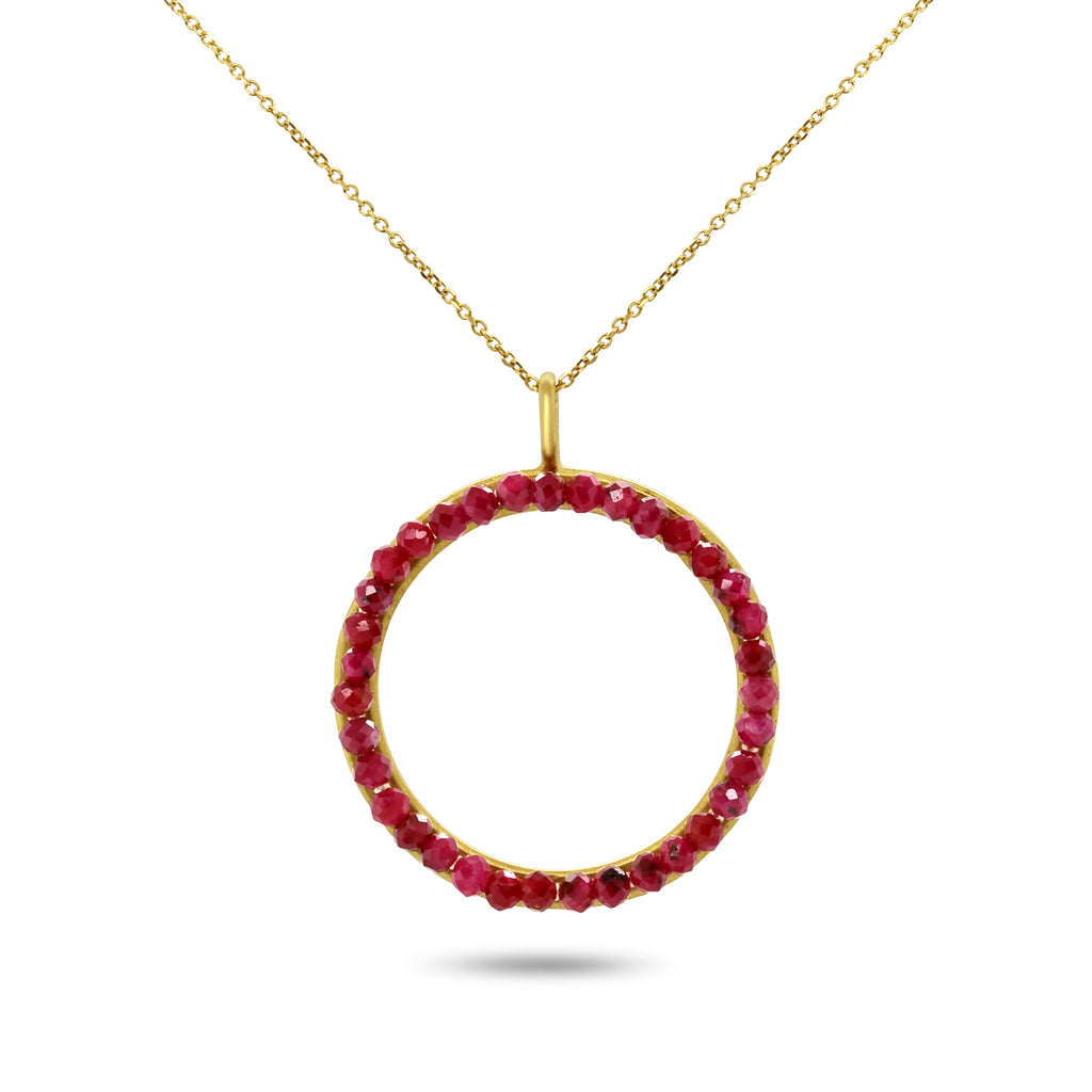 Sophia Epp - 18k Yellow Gold Ruby Circle Necklace - DESIGNYARD, Dublin Ireland.