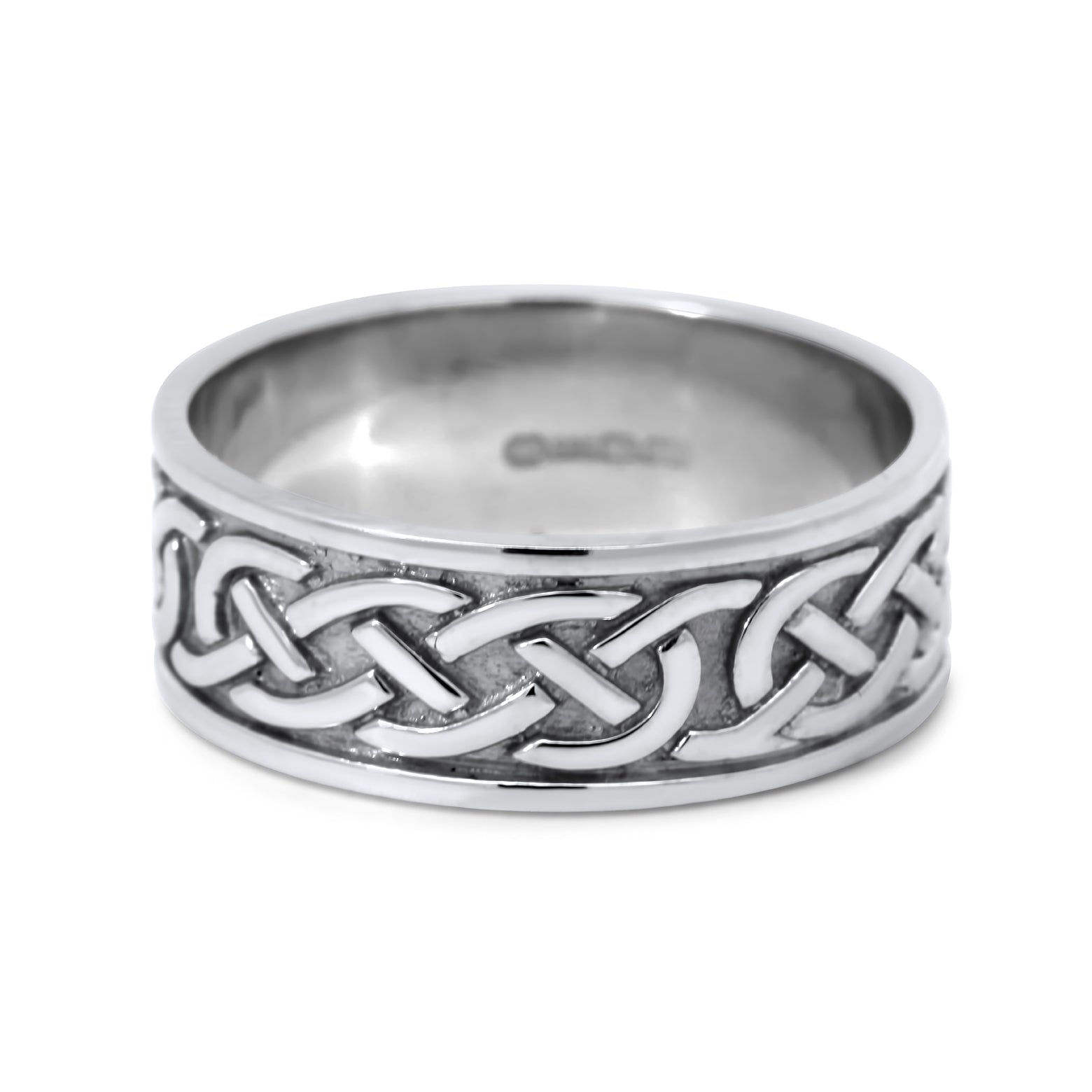 Mens Irish Made 14k White Gold Celtic Knot Wedding Ring by Celtic Jewellery DESIGNYARD