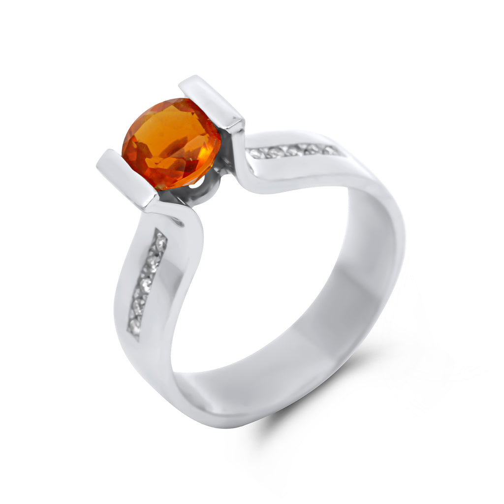 14k white gold mexican fire opal diamond ring designyard dublin ireland