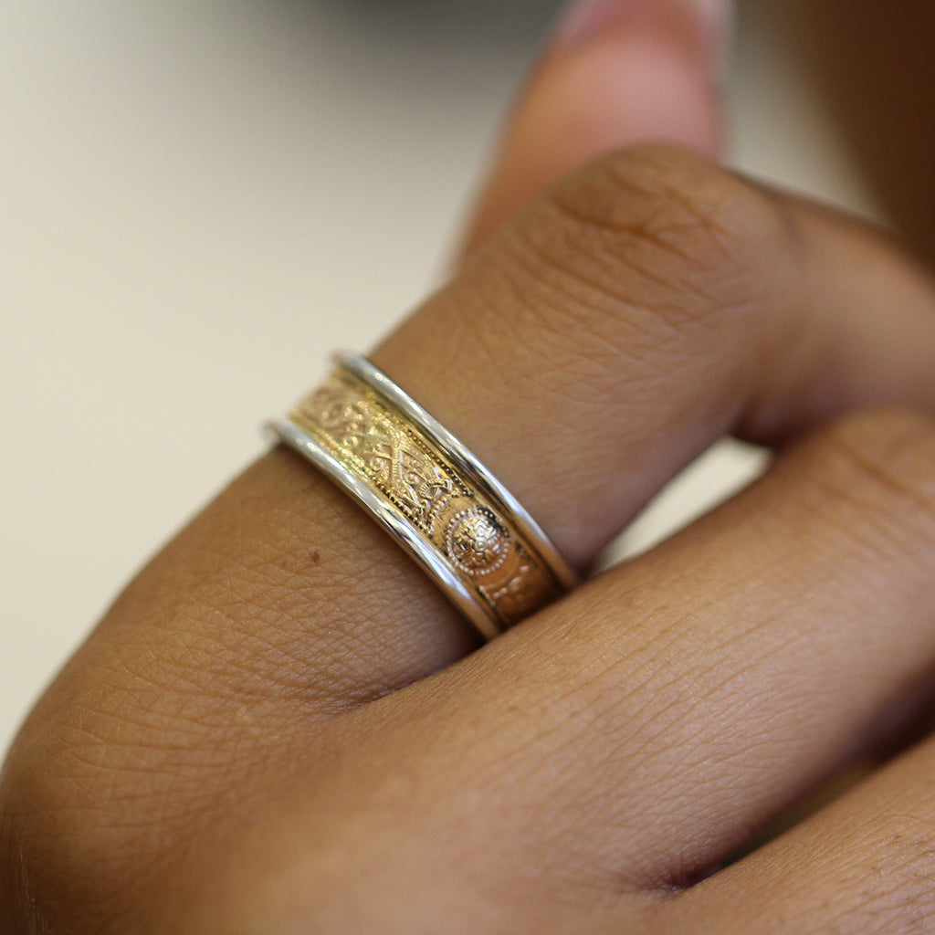 Photograph 2 of 14k Yellow Gold Women's Celtic An Rí Wedding Ring. Handmade in Ireland. Available on DESIGNYARD.com and in our Jewelry Store Dublin, Ireland. Free Worldwide Shipping with DHL.