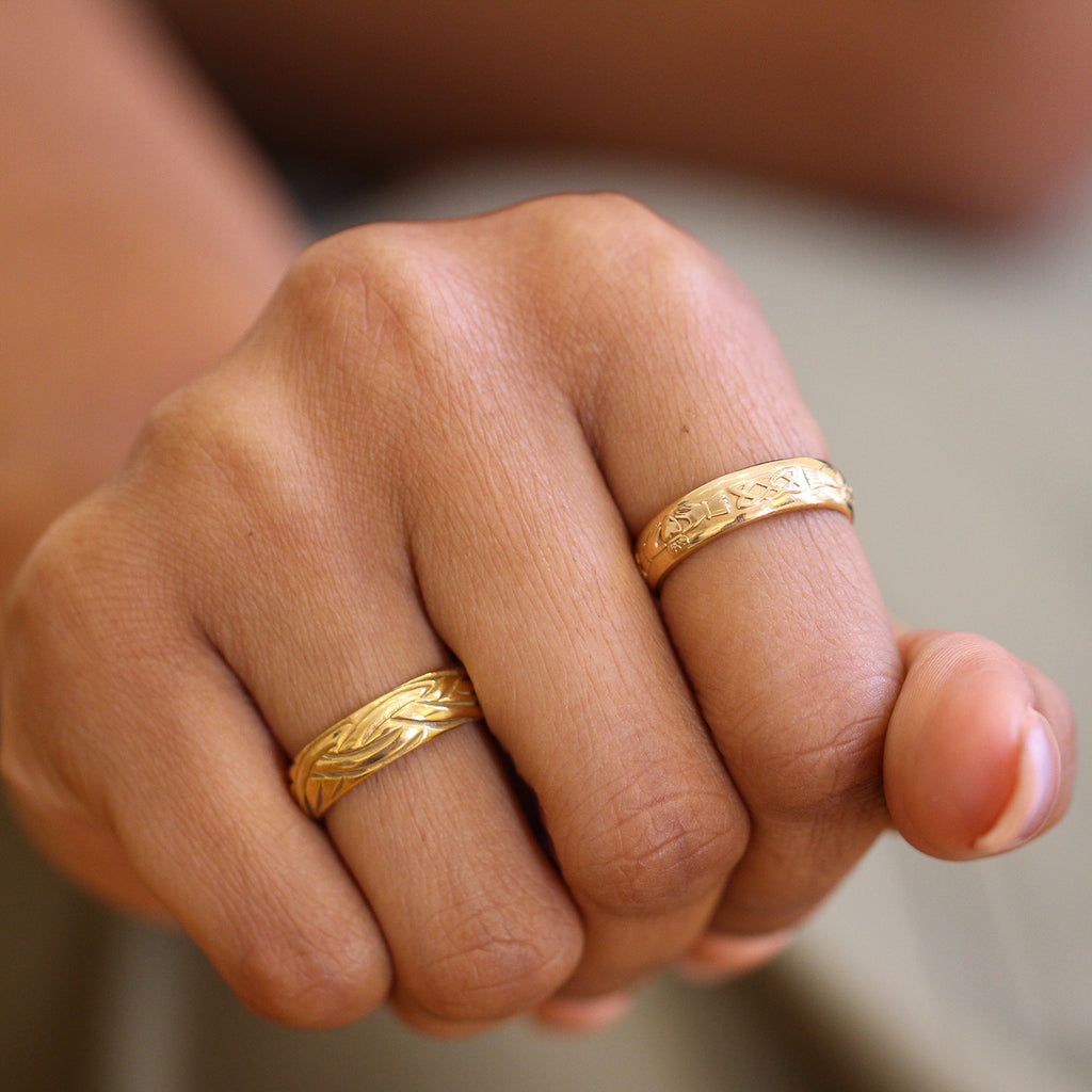 Photograph 2 of 14k Yellow Gold Women's Celtic Claddagh Wedding Ring. Handmade in Ireland. Available on DESIGNYARD.com and in our Jewelry Store Dublin, Ireland. Free Worldwide Shipping with DHL.
