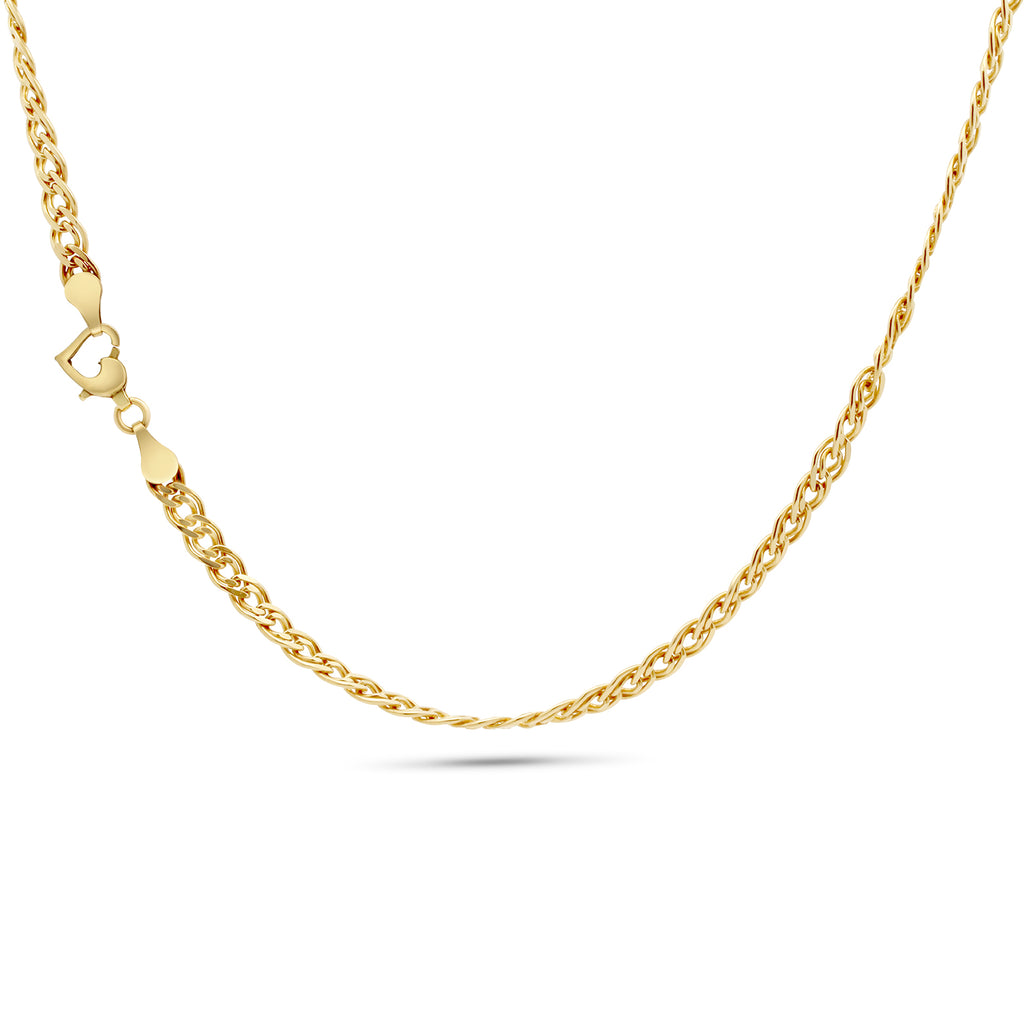 14k Yellow Gold Double Link Heart Chain 