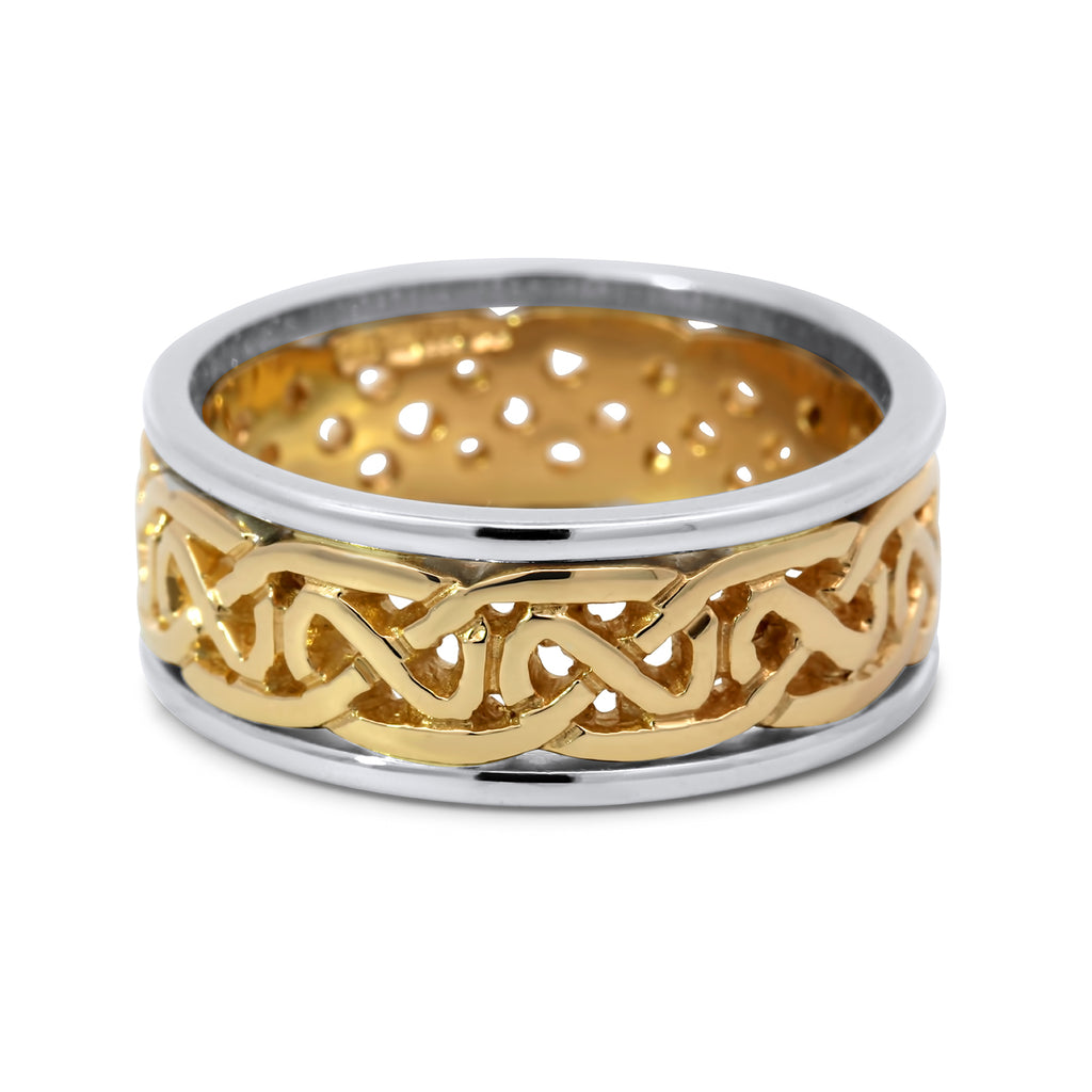 14k yellow white gold celtic knot mens wedding ring designyard jewellery gallery dublin ireland