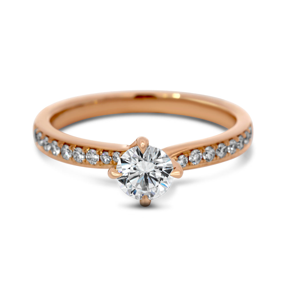 18k rose gold north south twist diamond engagement ring designyard contemporary jewellery gallery dublin ireland