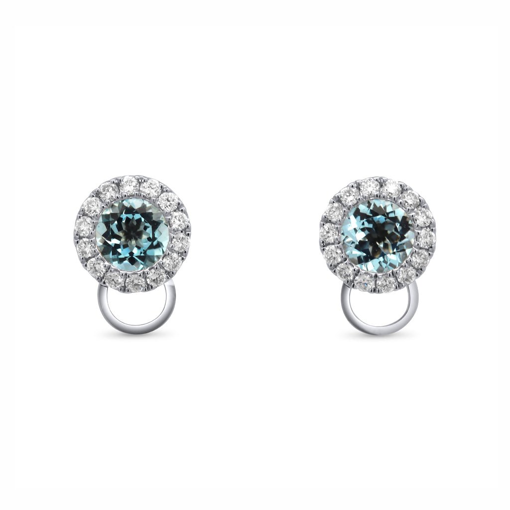 Photograph 5 of 18k White Gold Aquamarine Aureola Earrings. Available on DESIGNYARD.com and in our Jewellery Shop Dublin, Ireland. Free Worldwide Shipping with DHL.