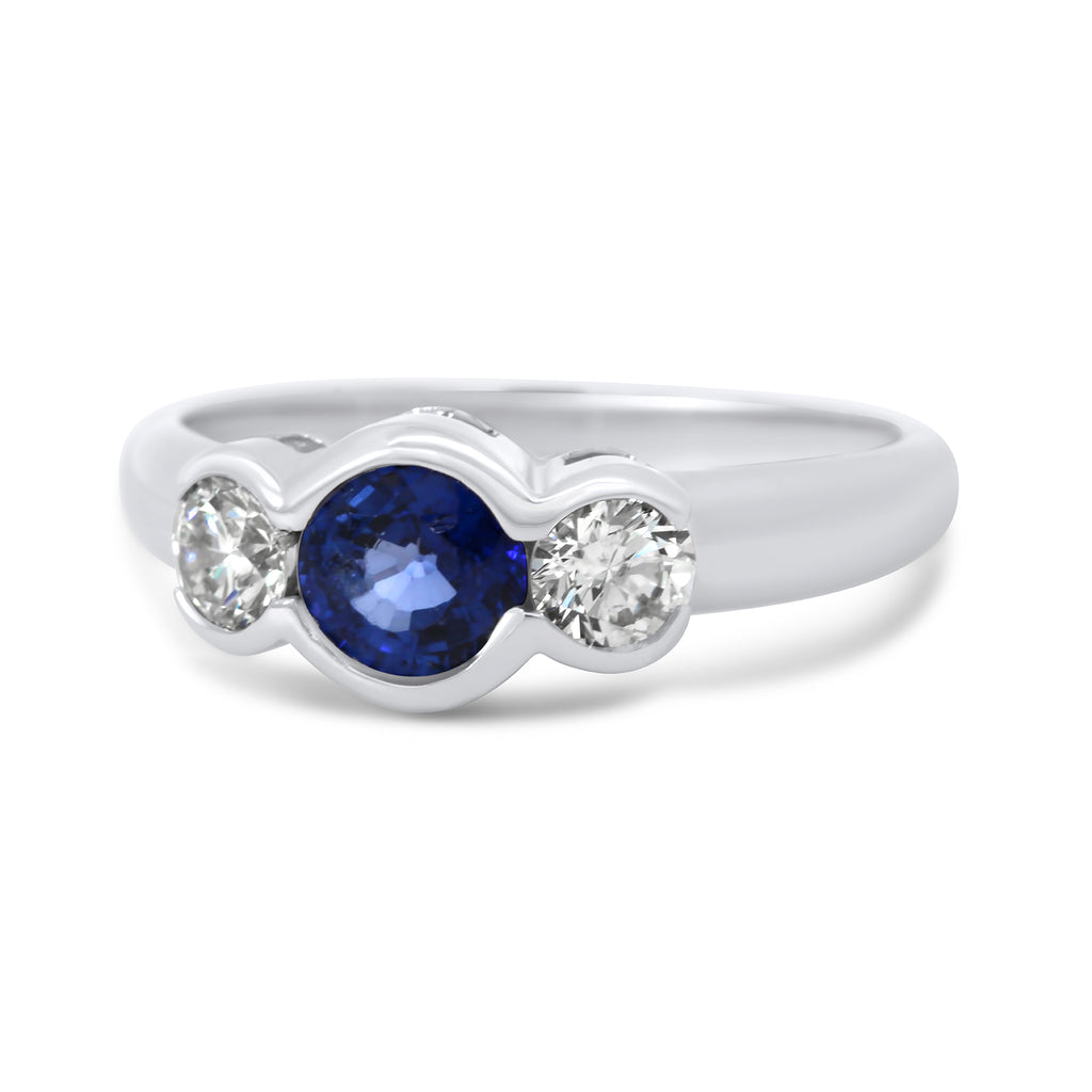 18k white gold diamond blue sapphire engagement ring designyard contemporary jewellery gallery dublin ireland