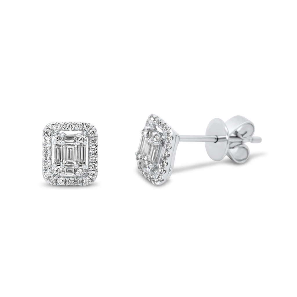 18k white gold emerald cut cluster diamond stud earrings designyard contemporary jewellery gallery dublin ireland