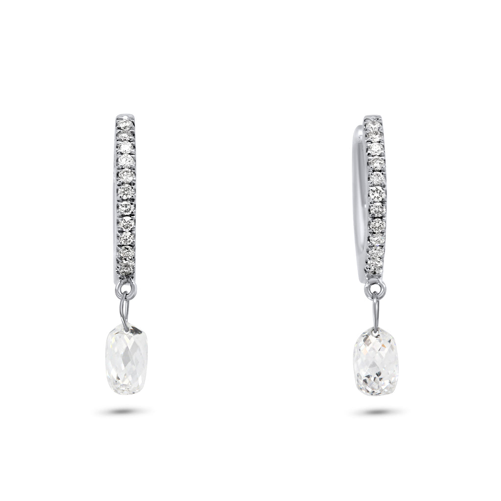 18k white gold hoop diamond briolette drop earrings designyard contemporary jewellery gallery dublin ireland