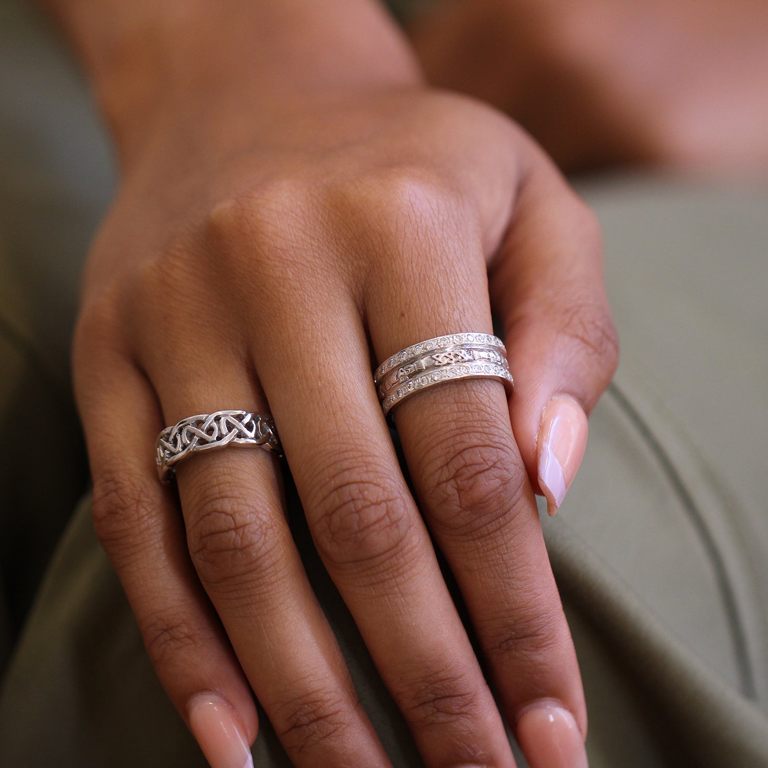 Knot Engagement White Gold Celtic Wedding Bands Irish Made 14k