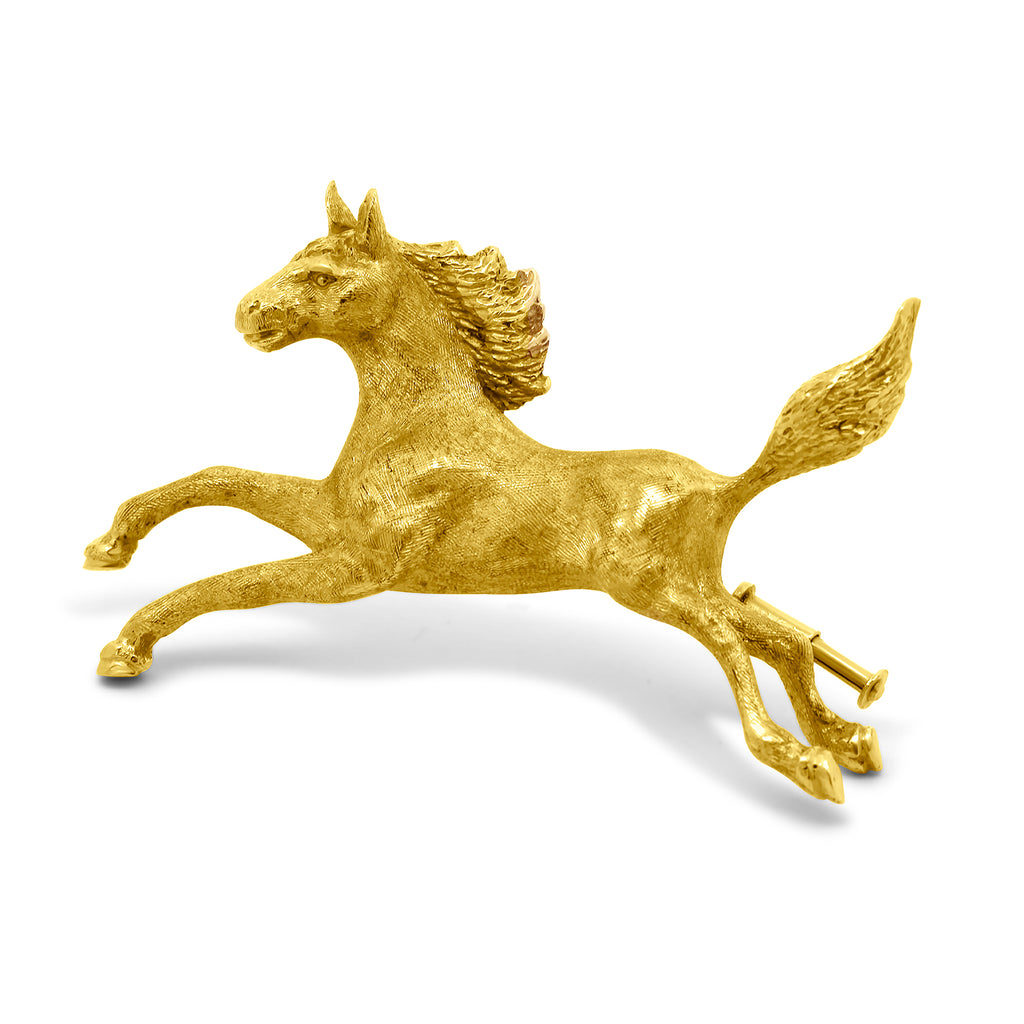 18k yellow gold horse brooch designyard vintage jewellery collection dublin ireland