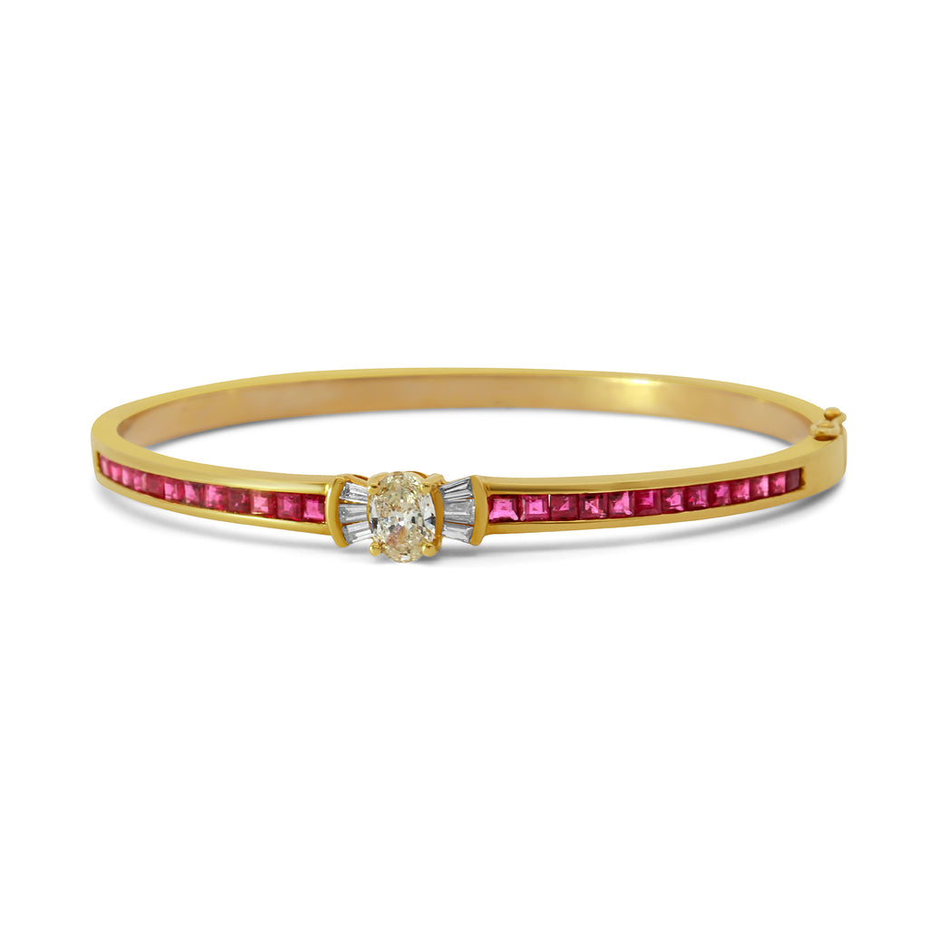 18k yellow gold ruby diamond bangle designyard vintage curated jewellery collection dublin ireland